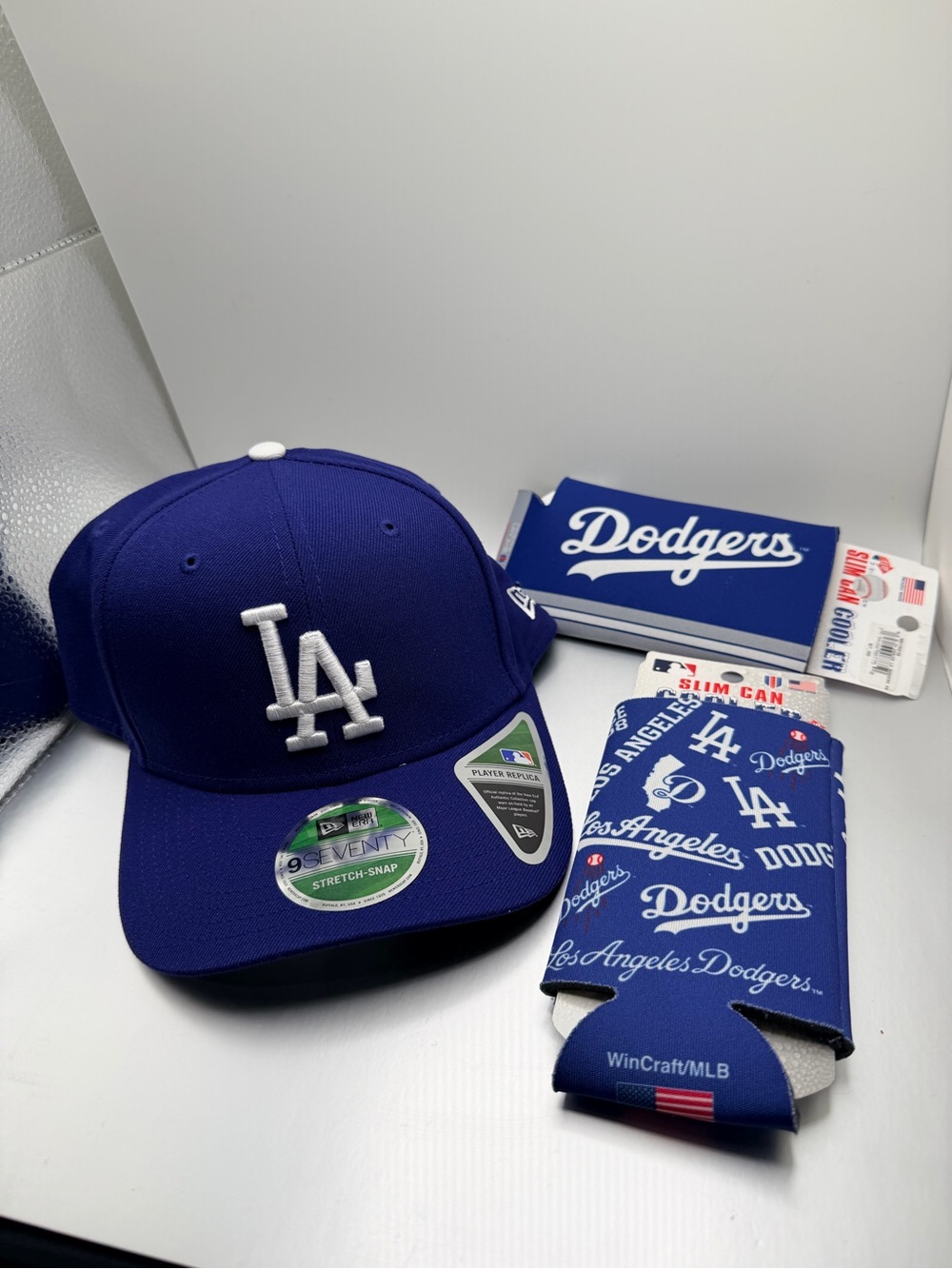 New.. Dodgers New Era Cap & (2) WinCraft Slim Can Coolers